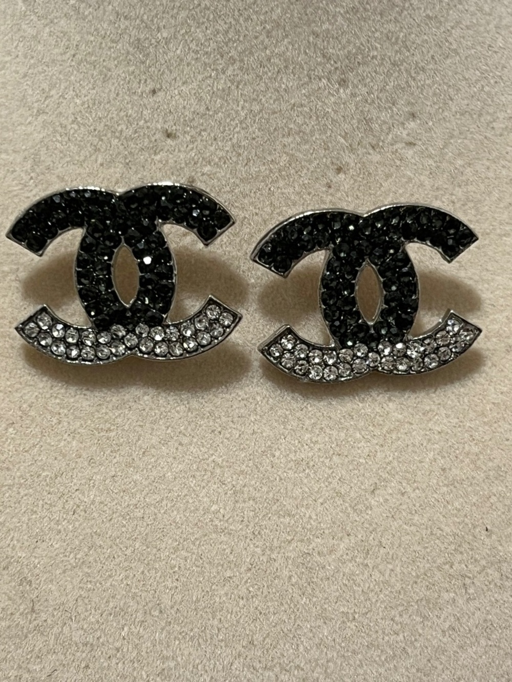 CC Black & Silver Rhinestone Stud Earrings